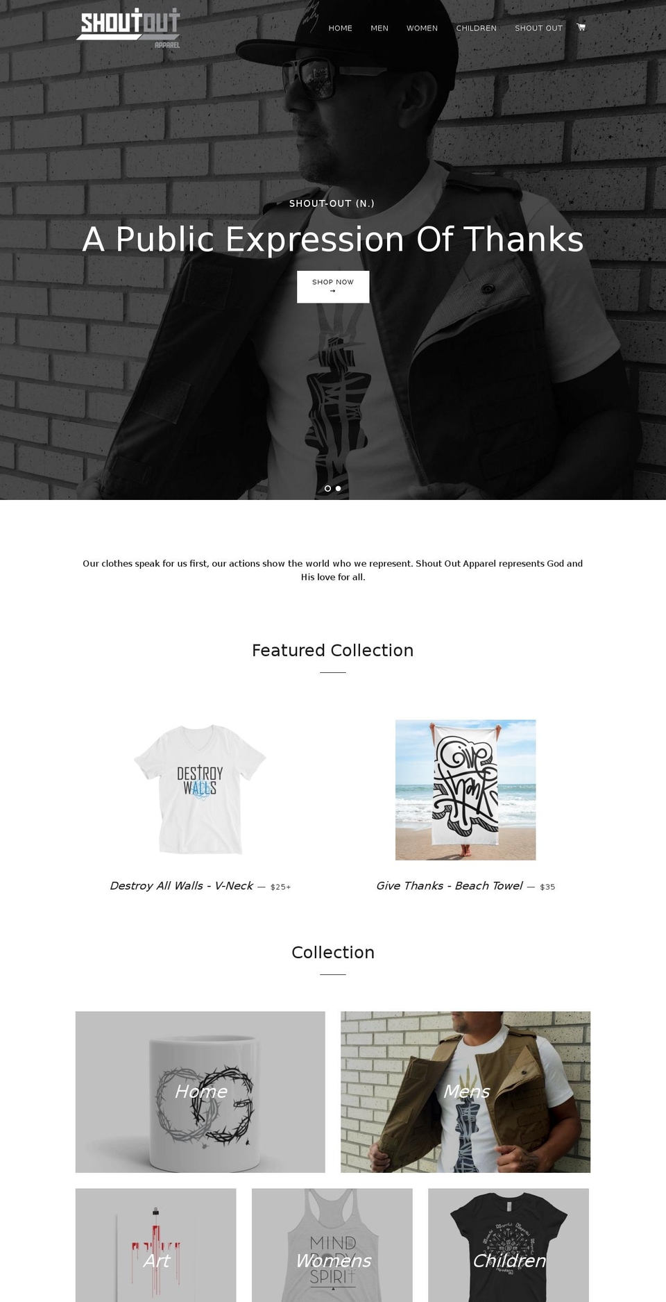 shoutoutapparel.com — Shopify storefront screenshot