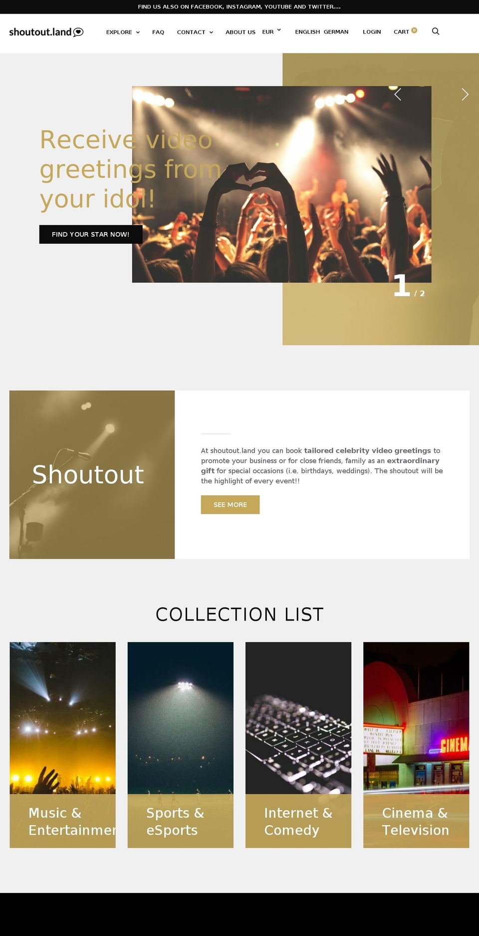 shoutoutland.com — Shopify storefront screenshot
