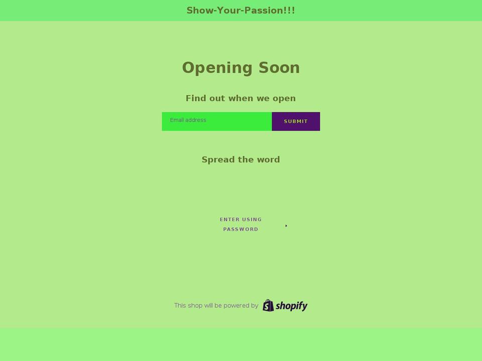 show-your-passion.com — Shopify storefront screenshot