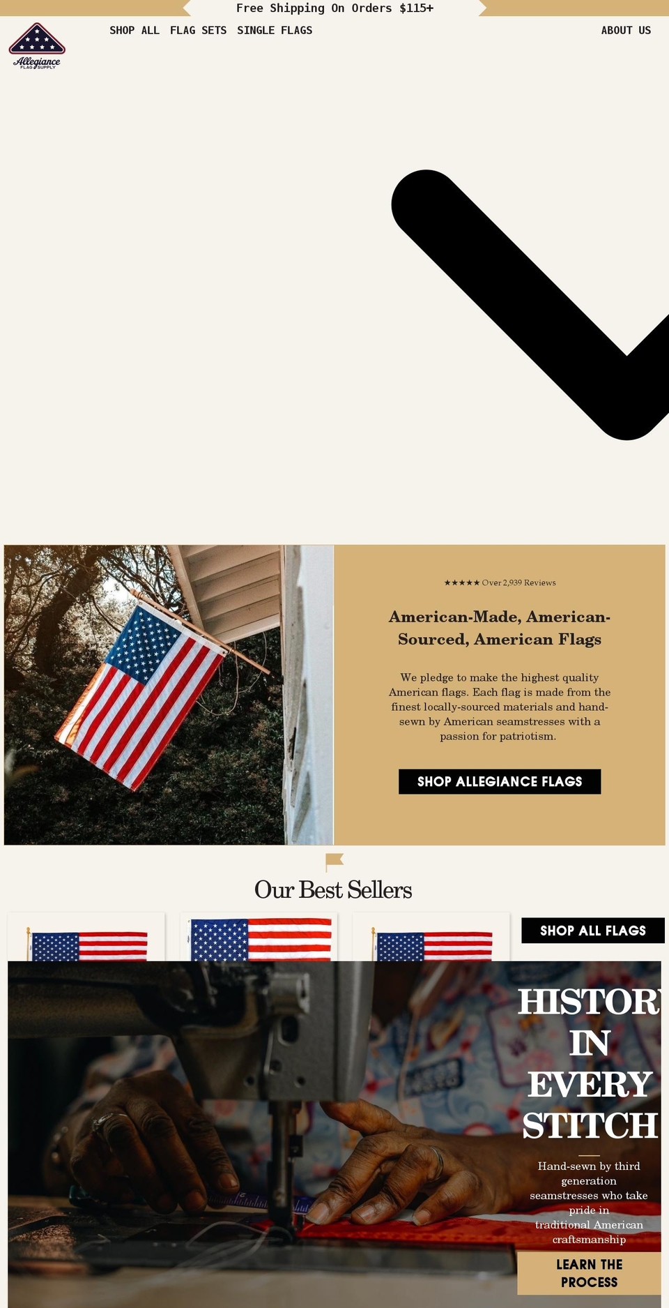 showallegiance.com shopify website screenshot