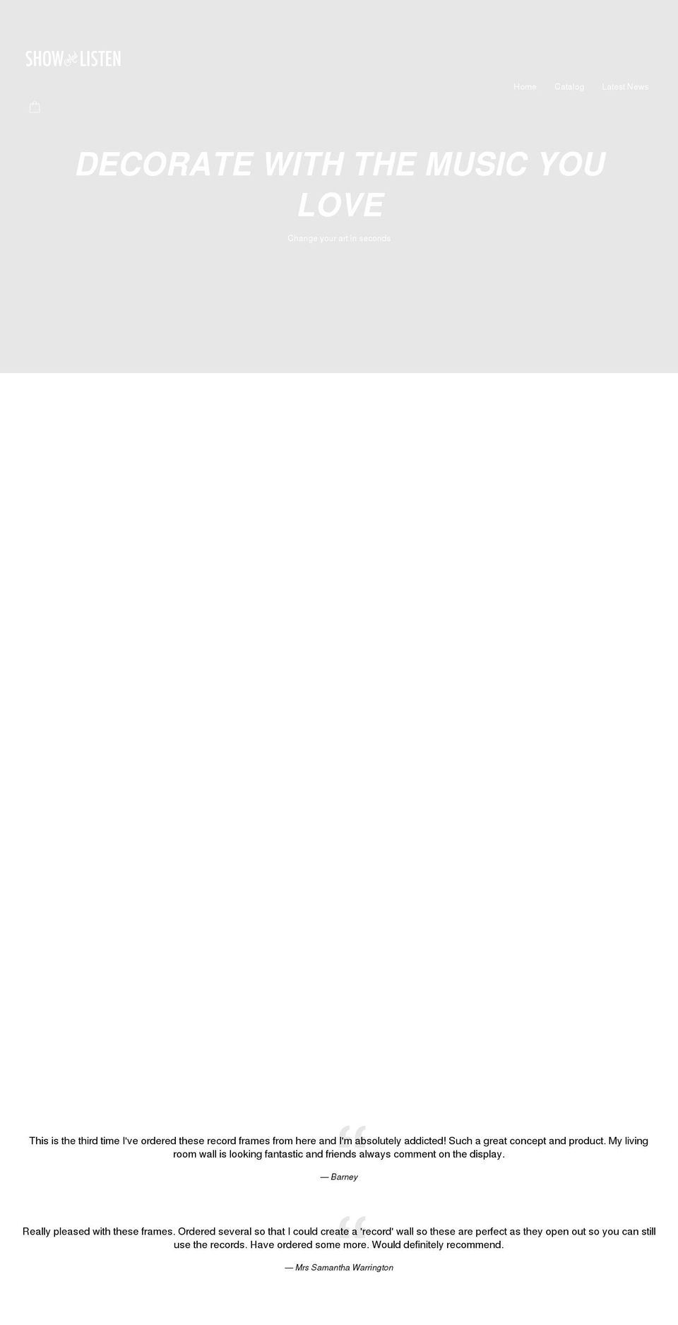 showandlistenvinylframe.com shopify website screenshot