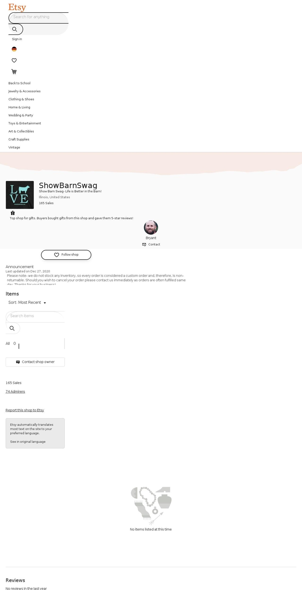 showbarnswag.com — Shopify storefront screenshot