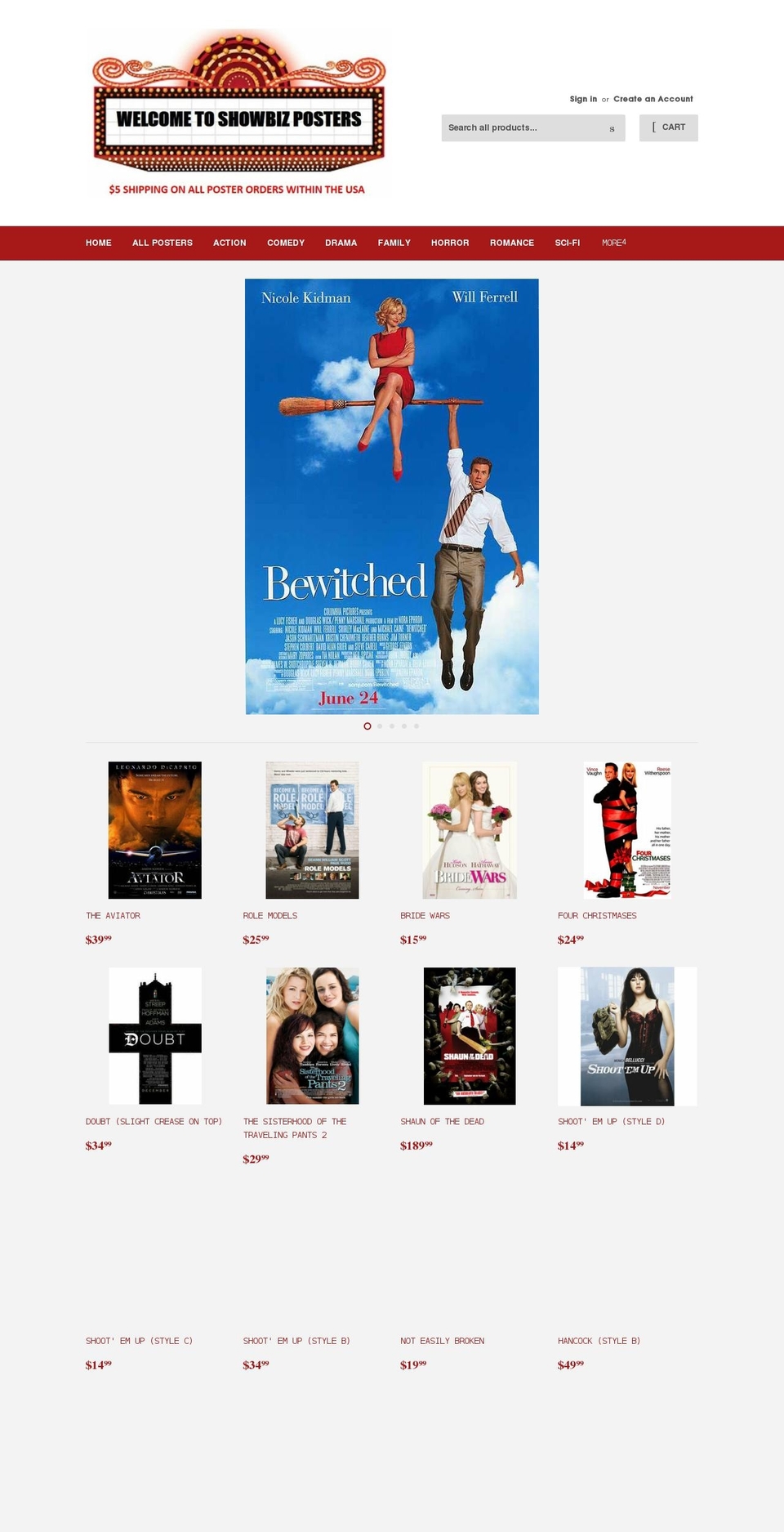 showbizposters.com shopify website screenshot