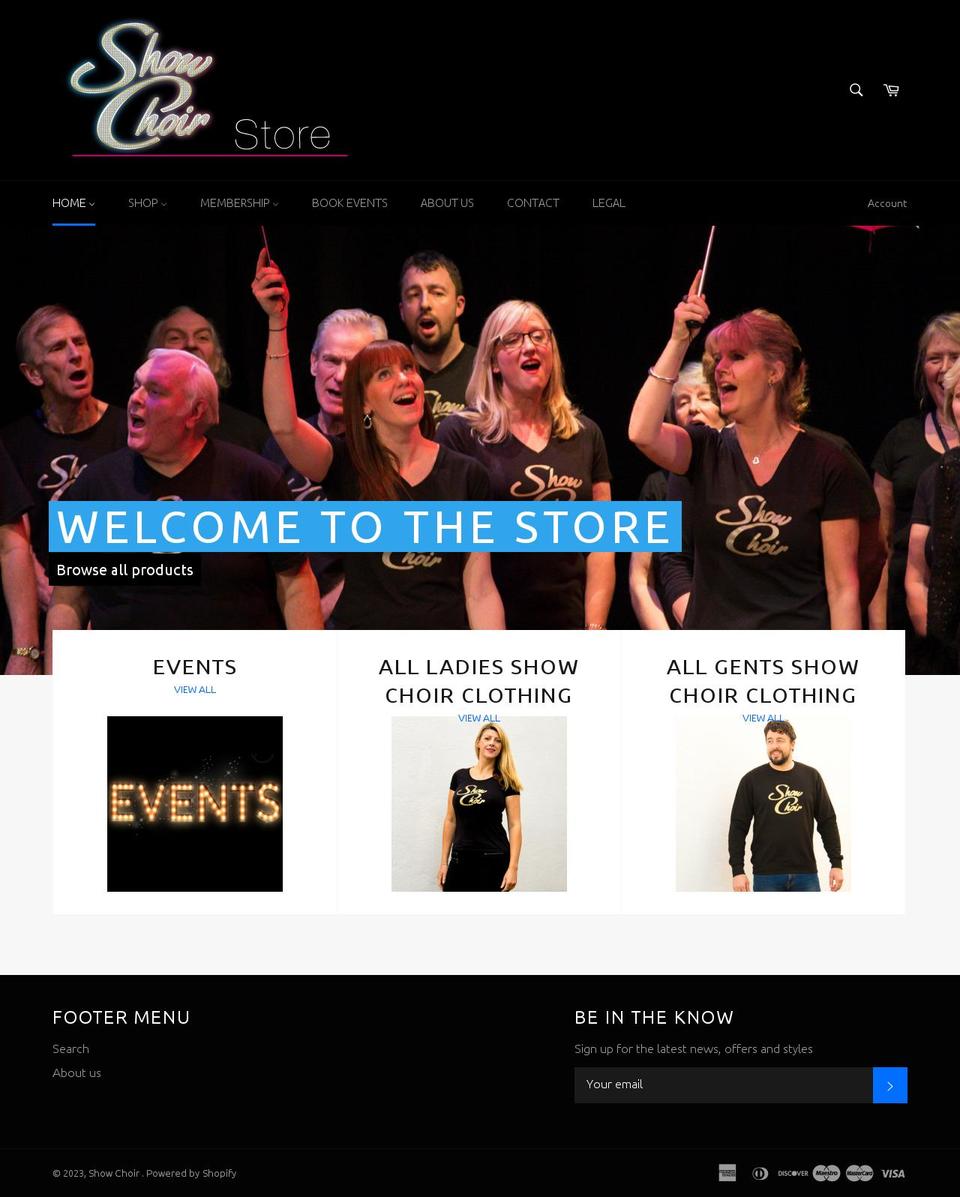showchoirstore.co.uk shopify website screenshot