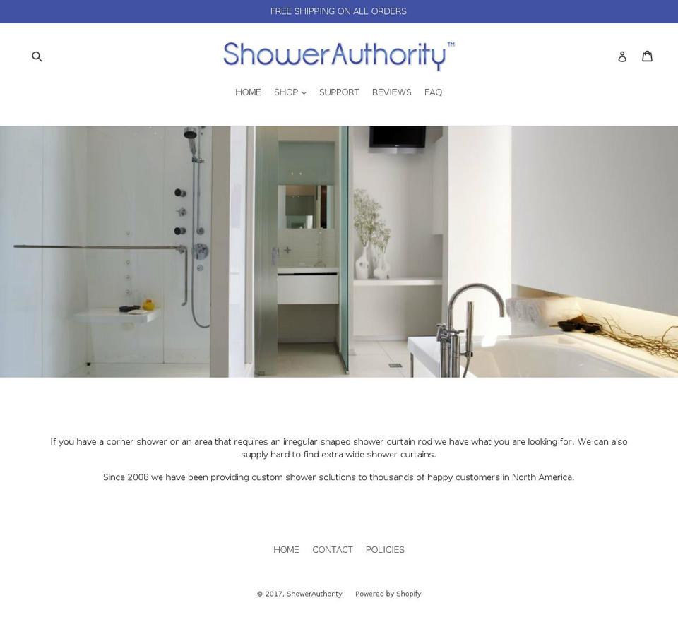 showerauthority.com shopify website screenshot