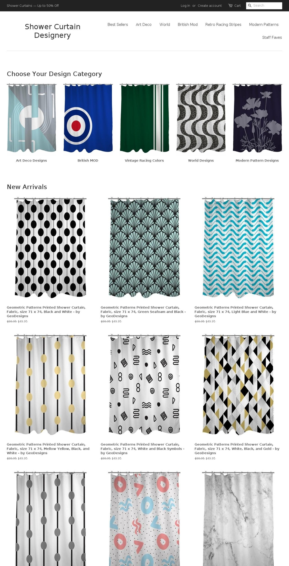 showercurtaindesignery.com — Shopify storefront screenshot