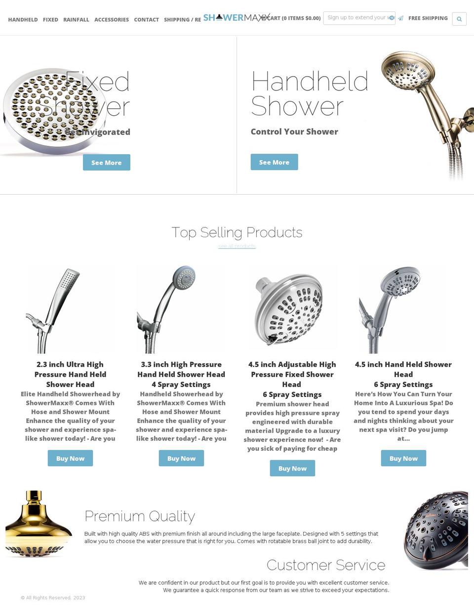 showermaxx.com shopify website screenshot