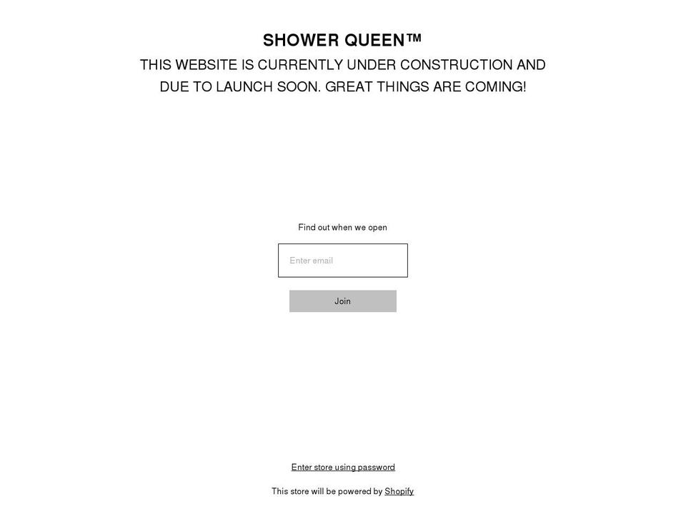 showerqueen.com shopify website screenshot