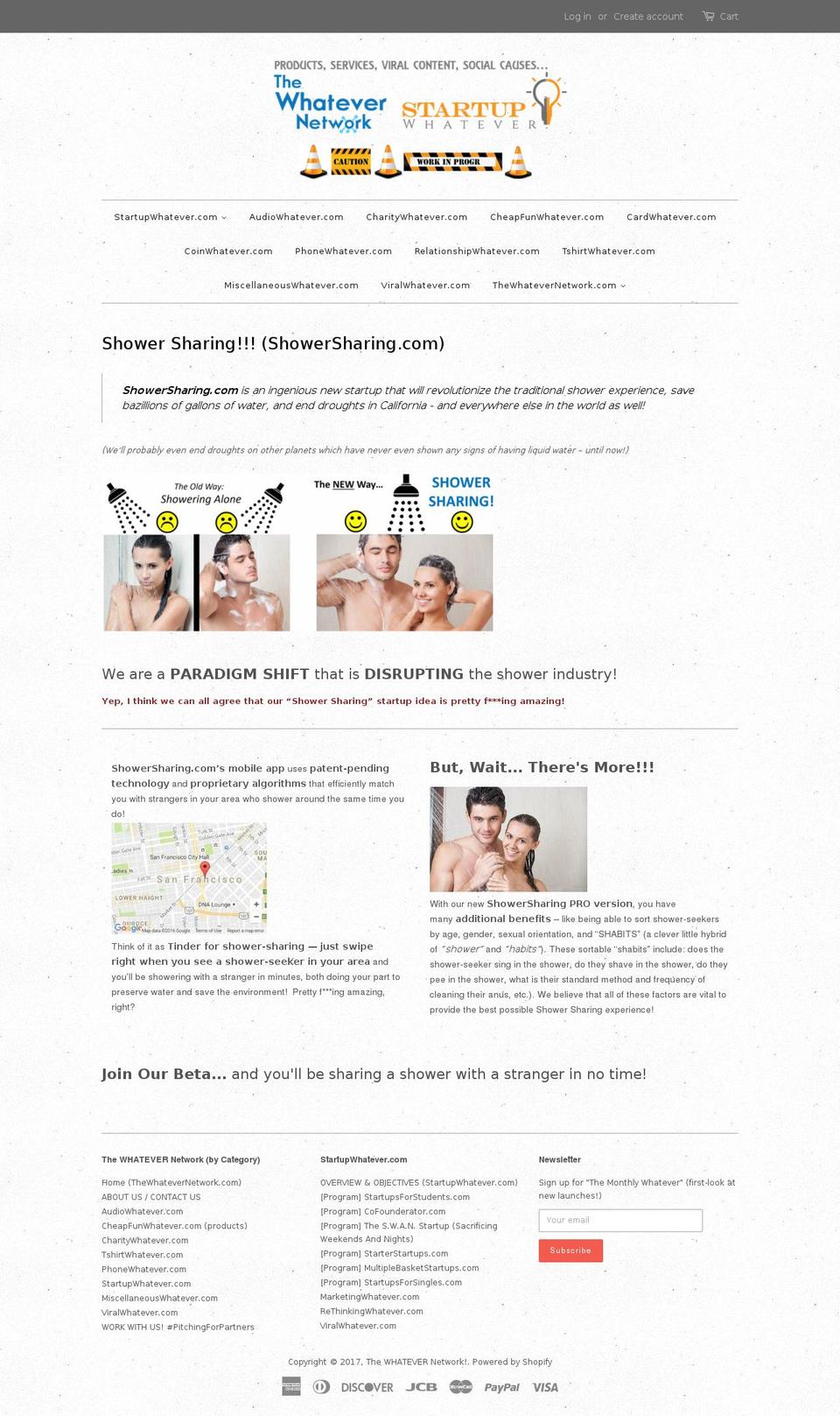 showersharing.com shopify website screenshot