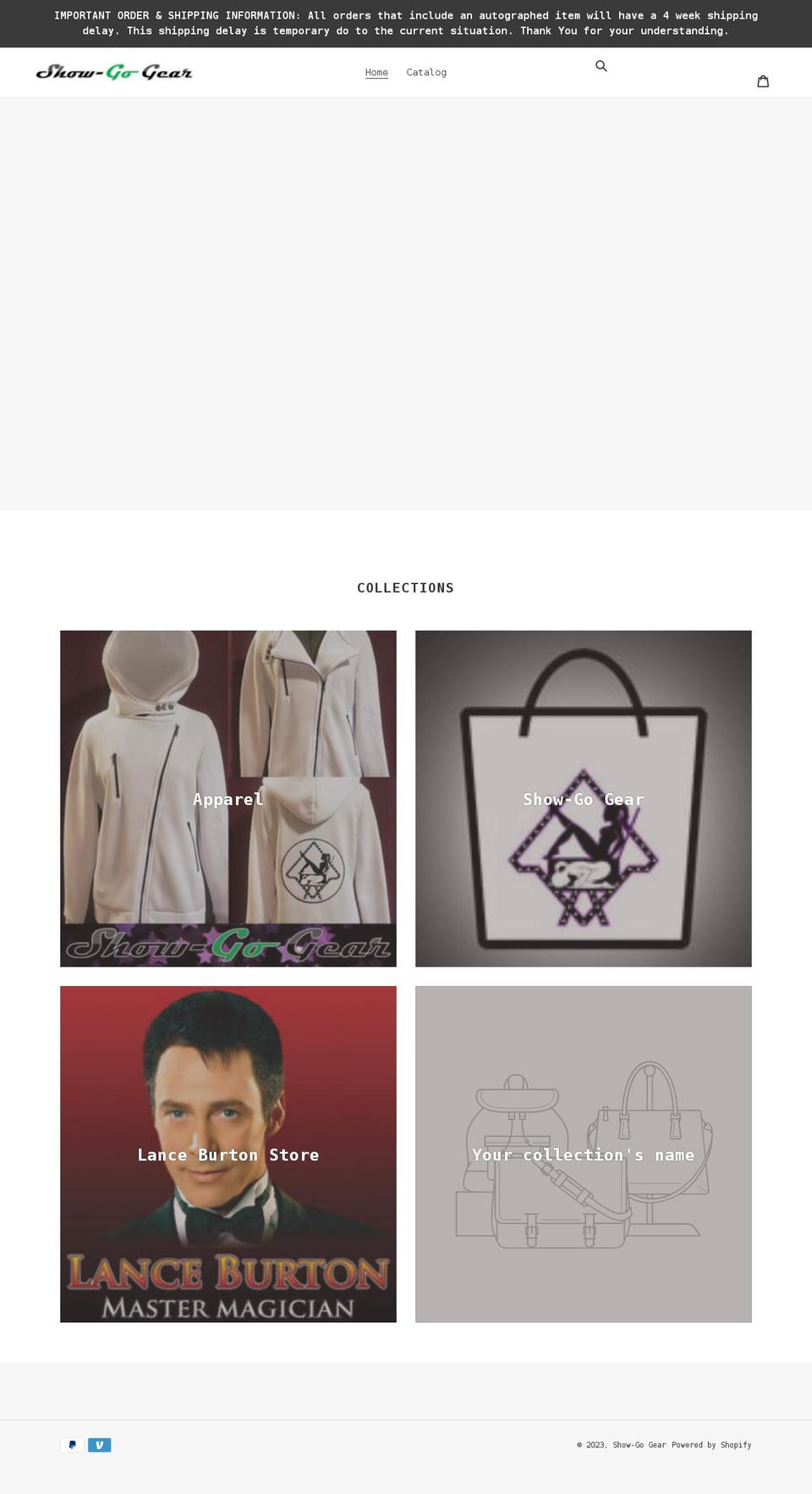 showgogear.com shopify website screenshot