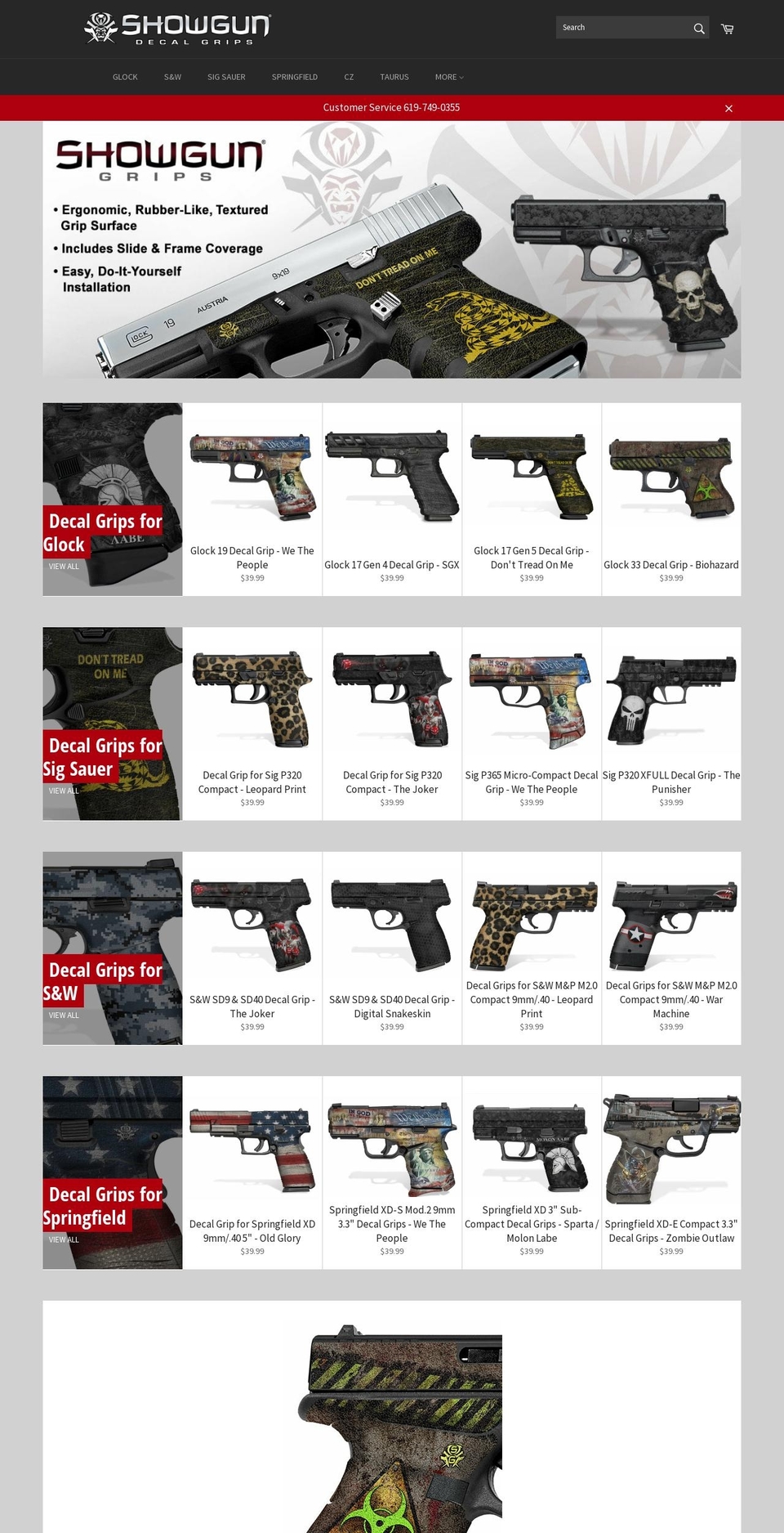 showgungrips.com — Shopify storefront screenshot
