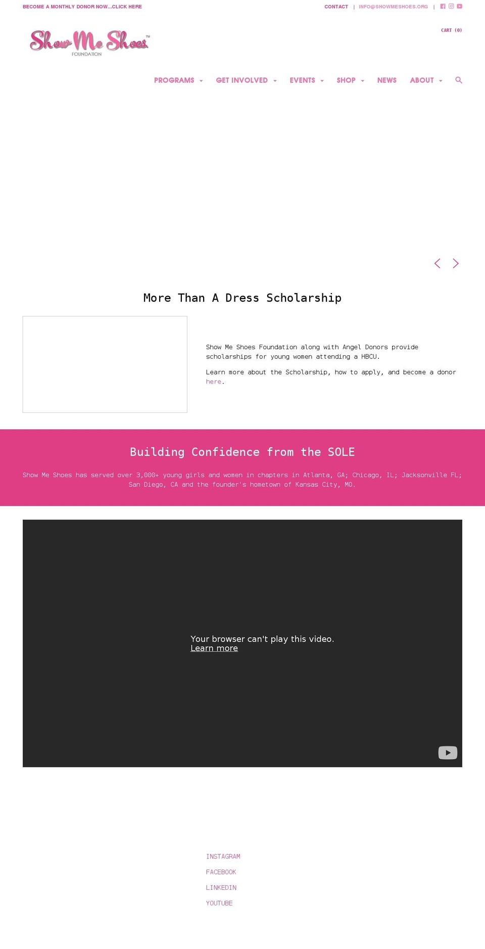 showmeshoes.org shopify website screenshot