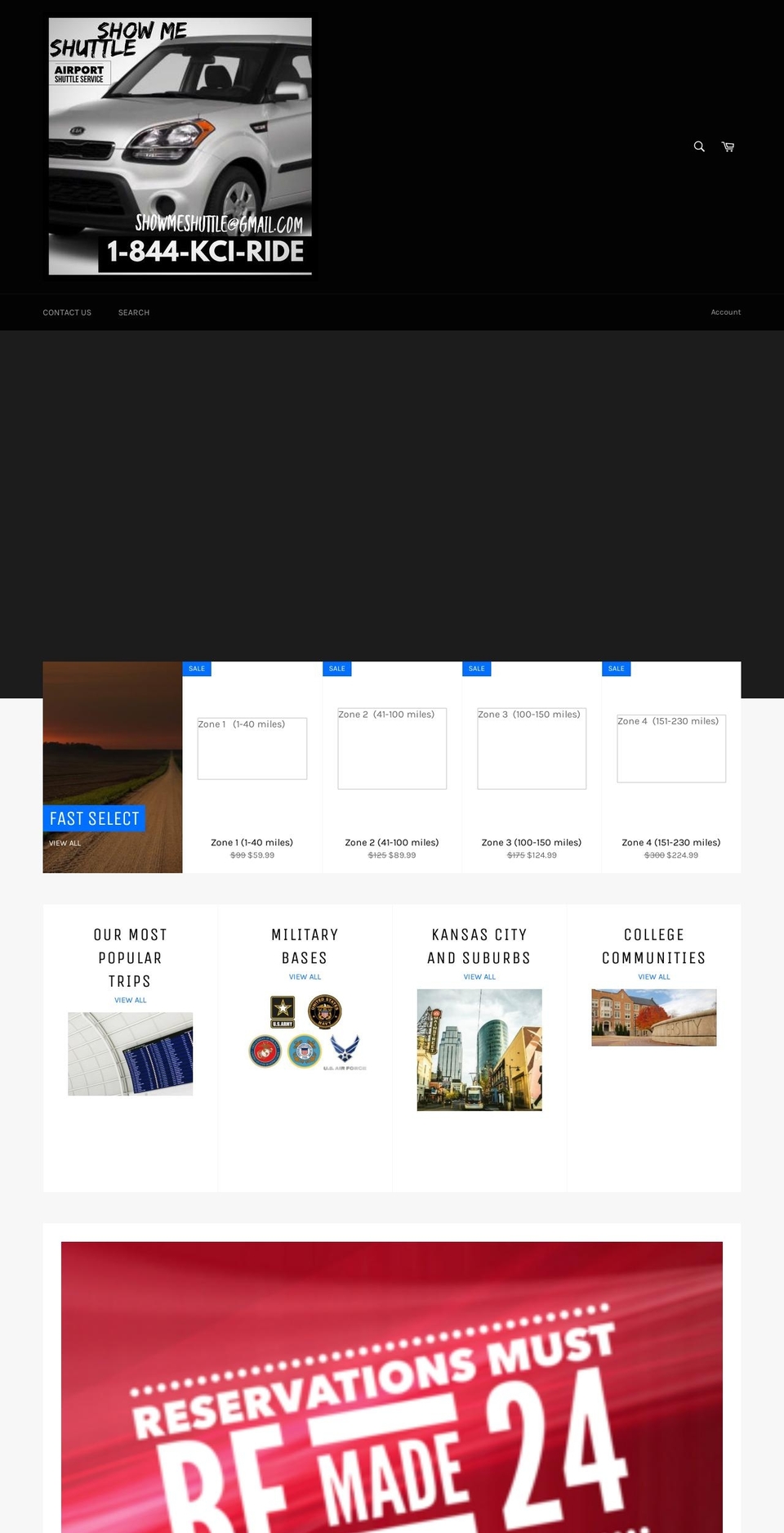 showmeshuttle.com — Shopify storefront screenshot
