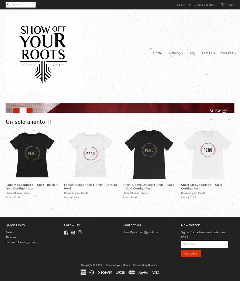 showoffyourroots.com shopify website screenshot