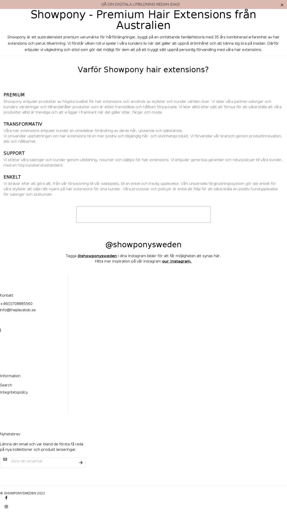 showpony.se shopify website screenshot