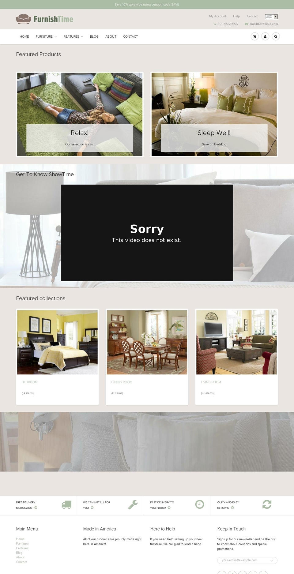 ShowTime Shopify theme site example showtime-furniture.myshopify.com