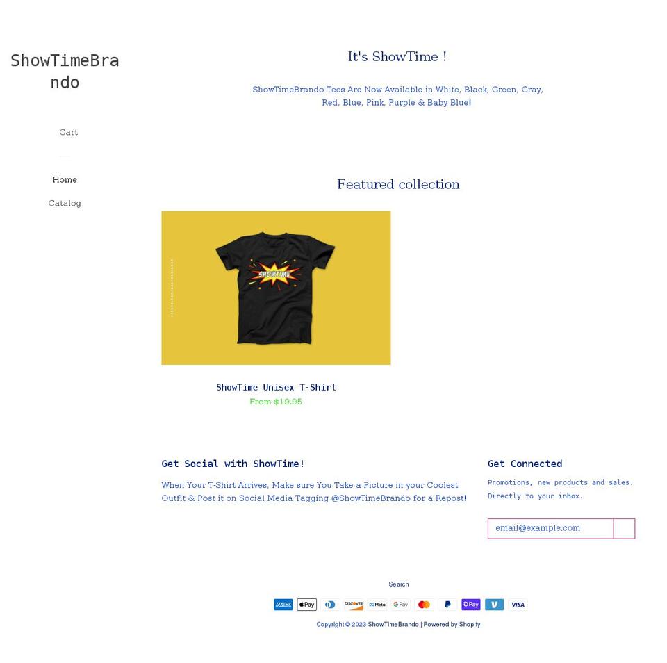 showtimebrandostore.com shopify website screenshot