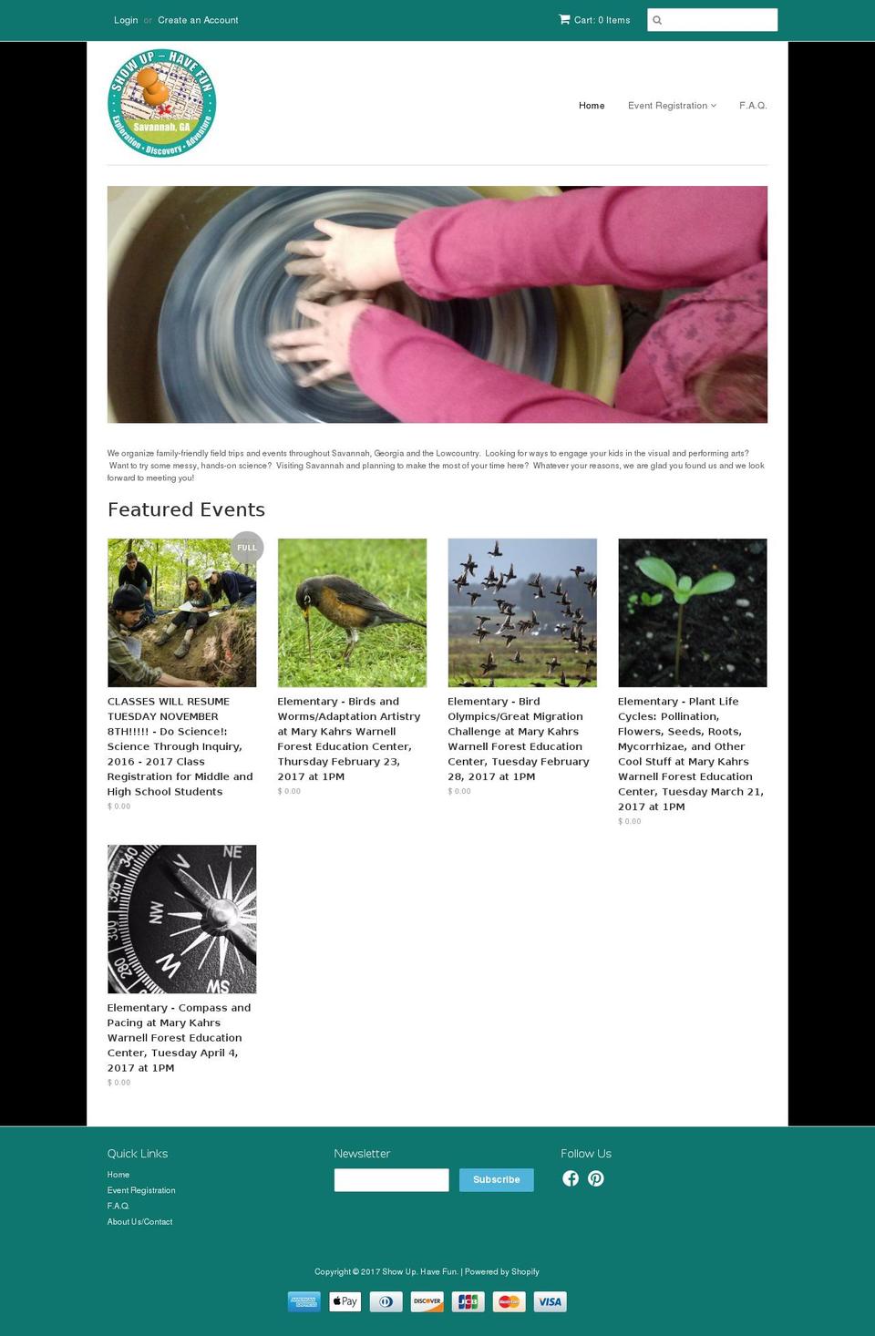 showuphavefunsavannah.com shopify website screenshot