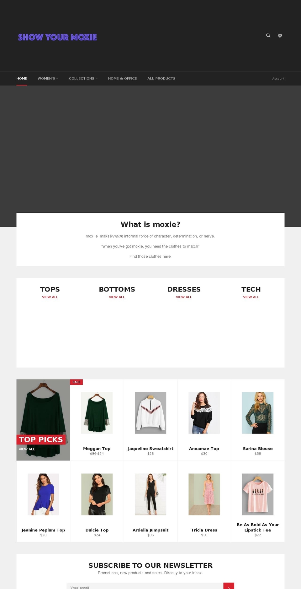 showyourmoxie.com — Shopify storefront screenshot