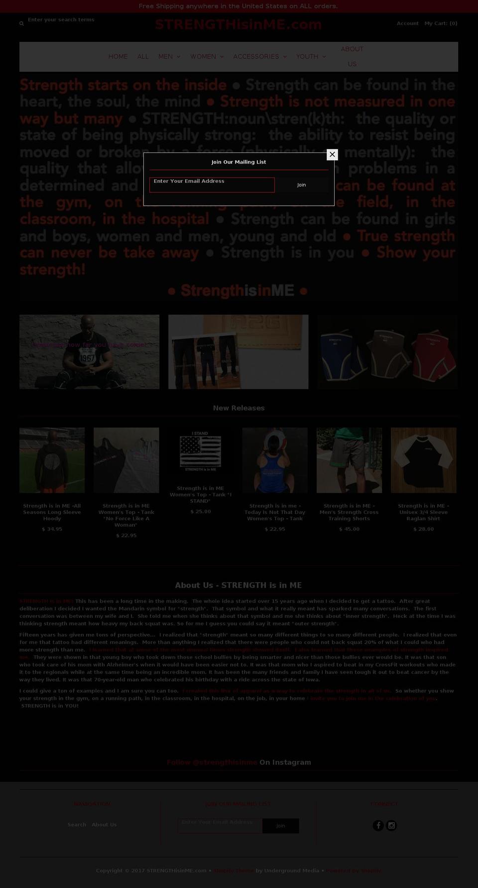 showyourstrengthapparel.com shopify website screenshot