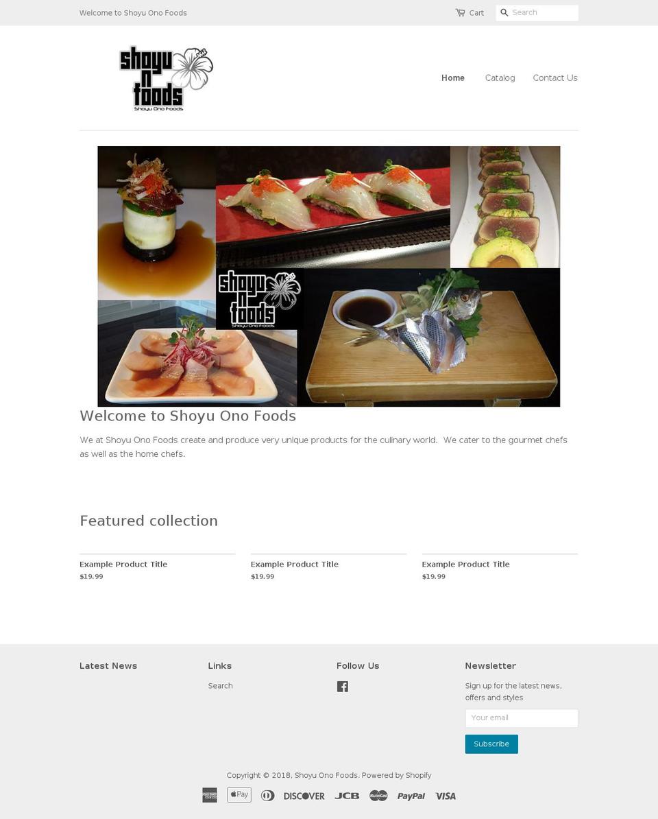 shoyuonofoods.com — Shopify storefront screenshot