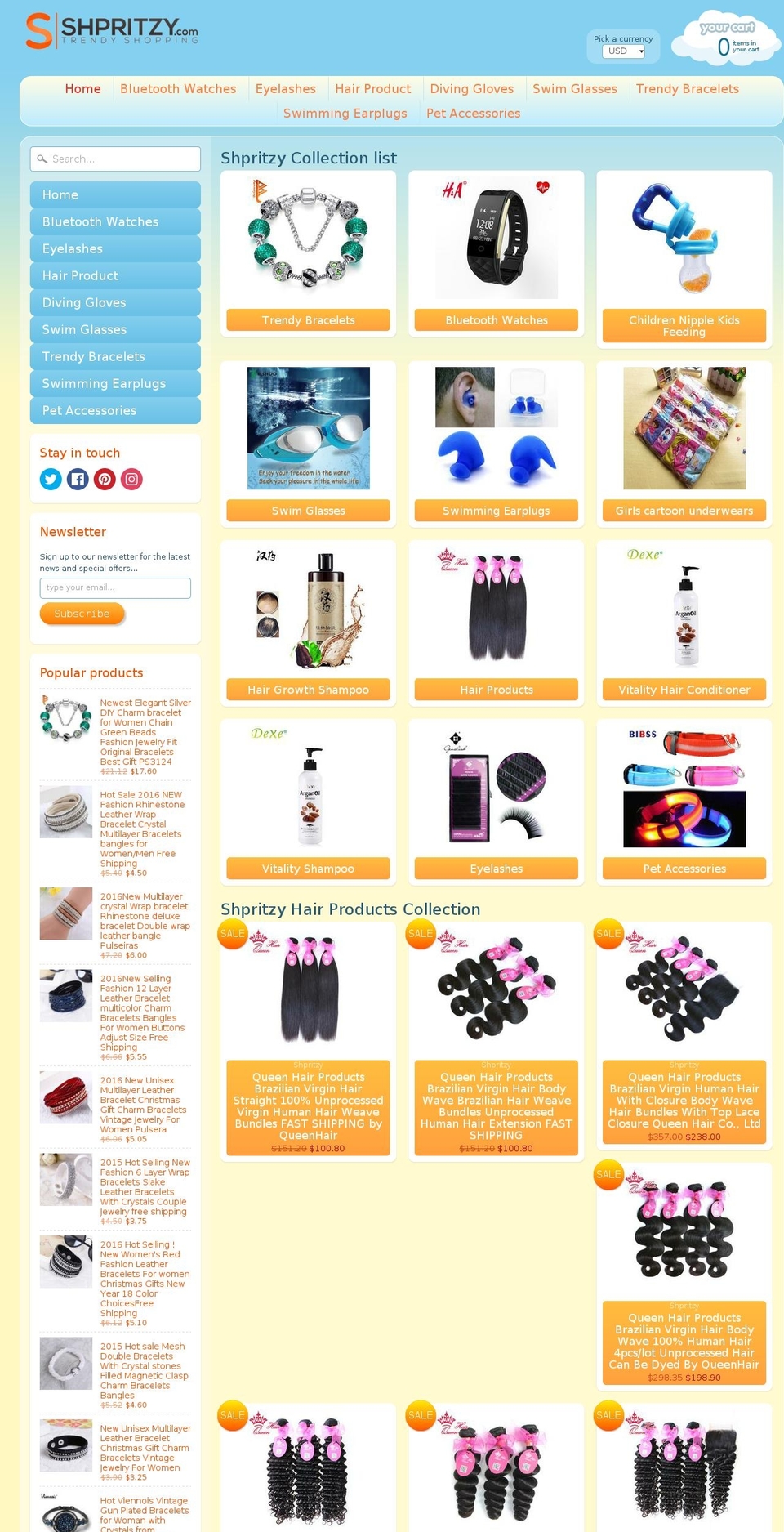 shpritzy.com — Shopify storefront screenshot