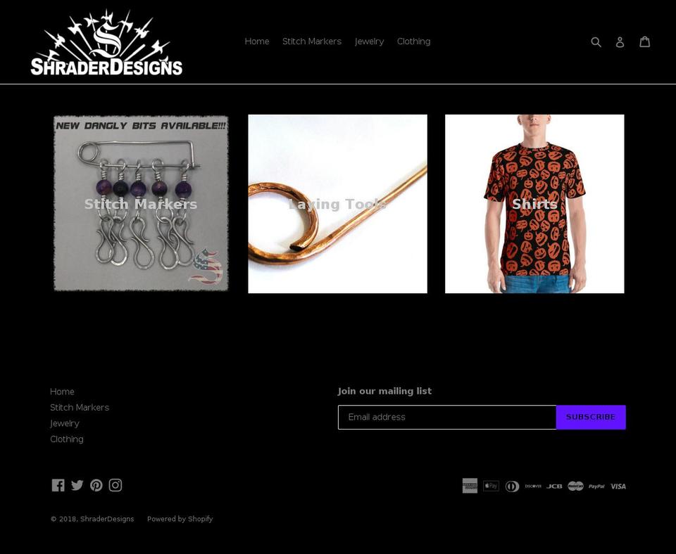 shraderdesigns.com — Shopify storefront screenshot