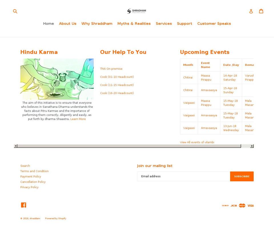 shradham.com shopify website screenshot
