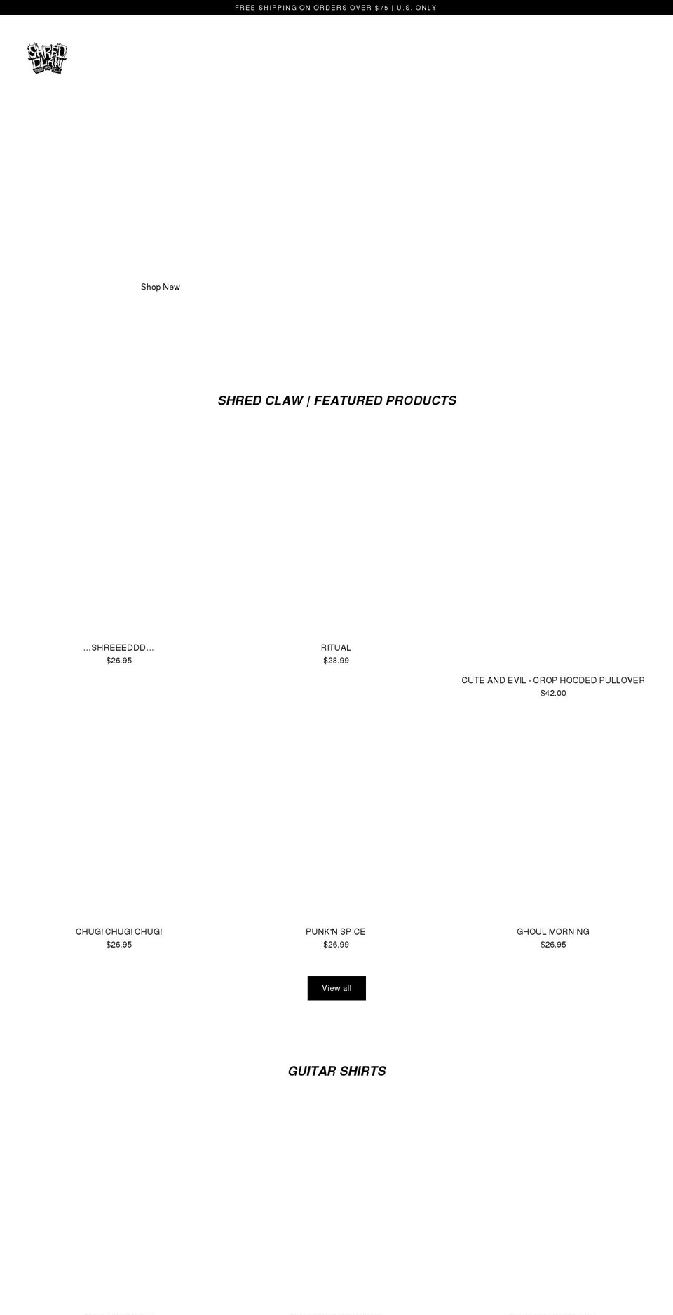 shredclaw.com shopify website screenshot