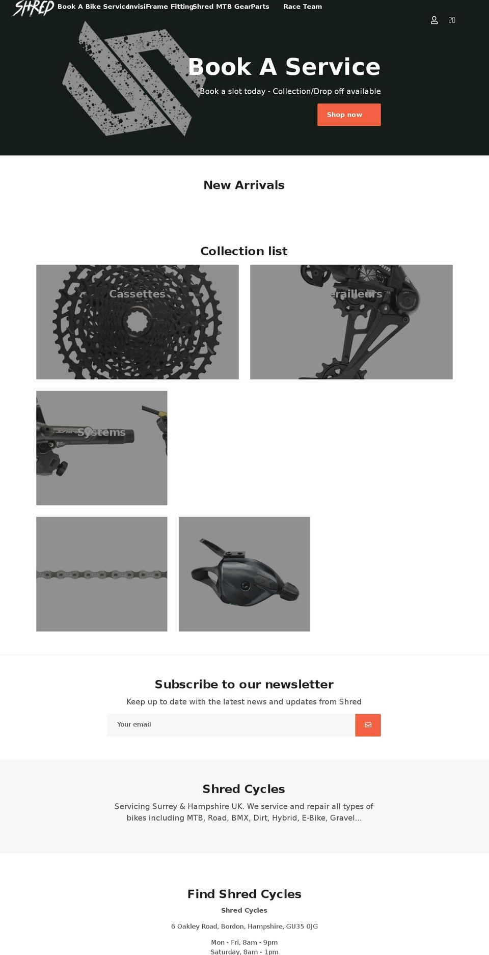 shredcycles.co.uk shopify website screenshot