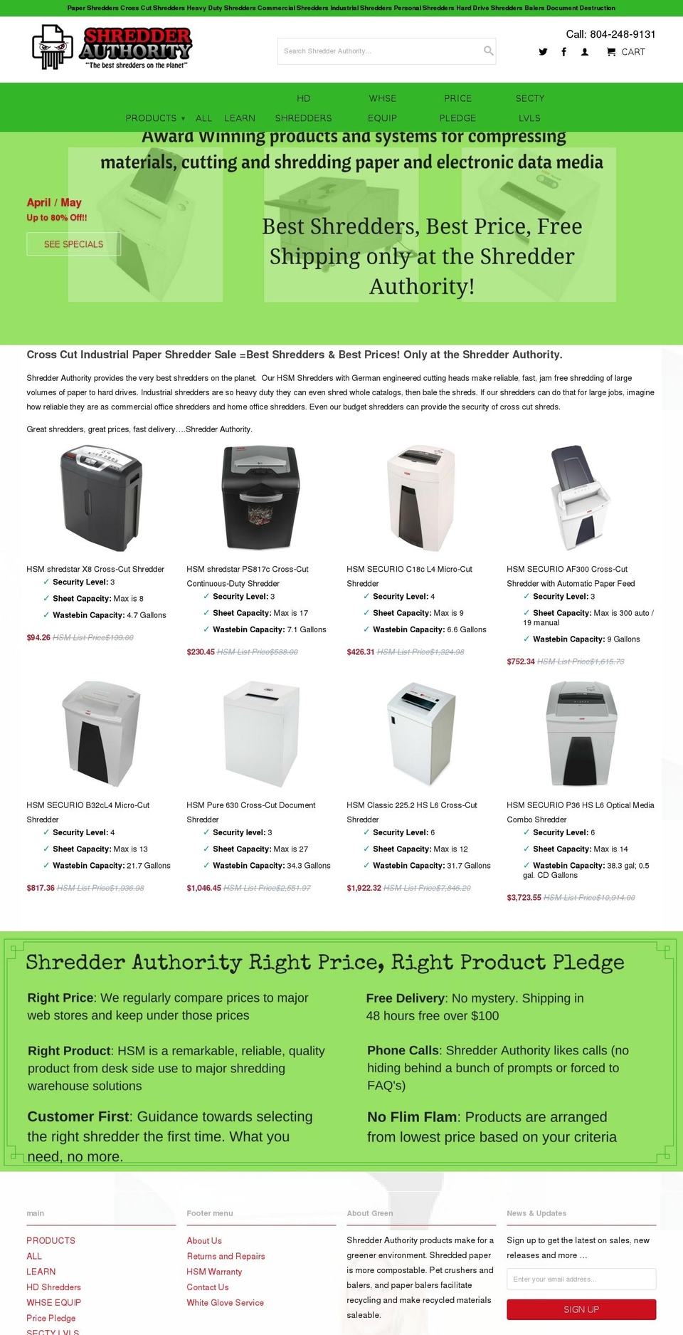 shredderauthority.com shopify website screenshot