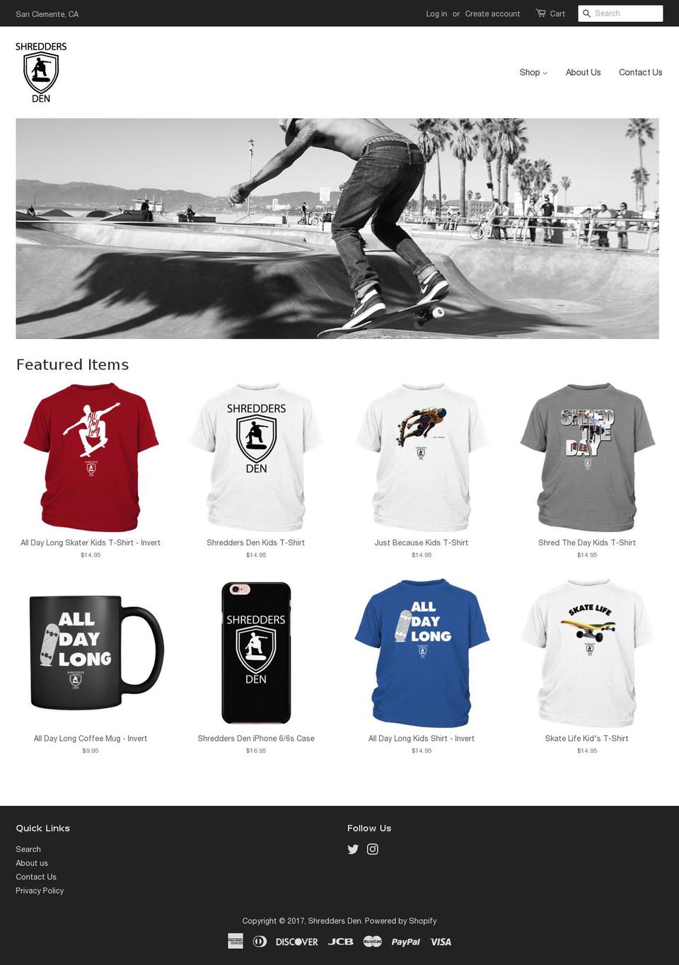 shreddersden.com shopify website screenshot