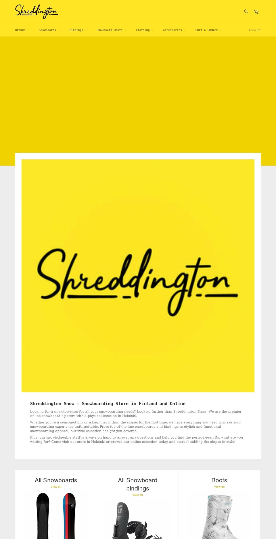 shreddingtonsnow.com shopify website screenshot