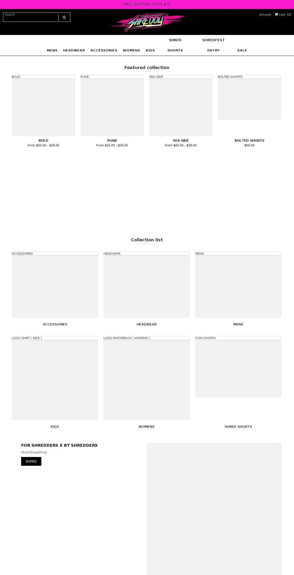 shreddylyfe.com — Shopify storefront screenshot