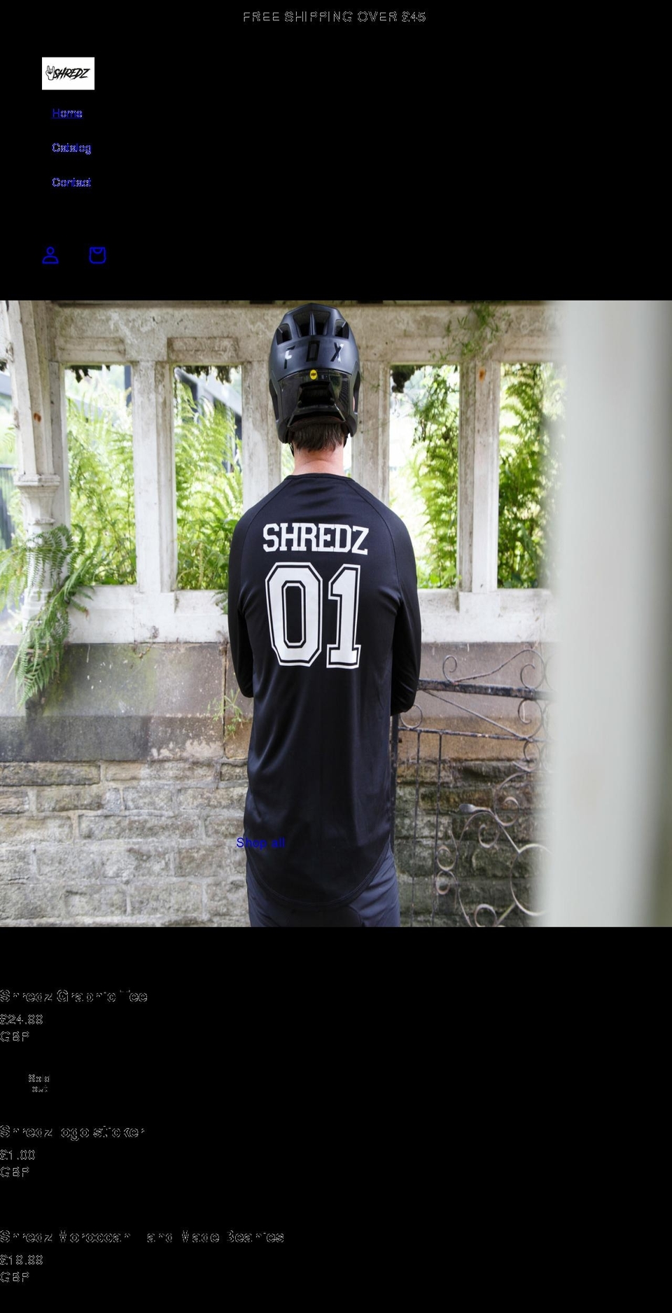 shredz.uk shopify website screenshot