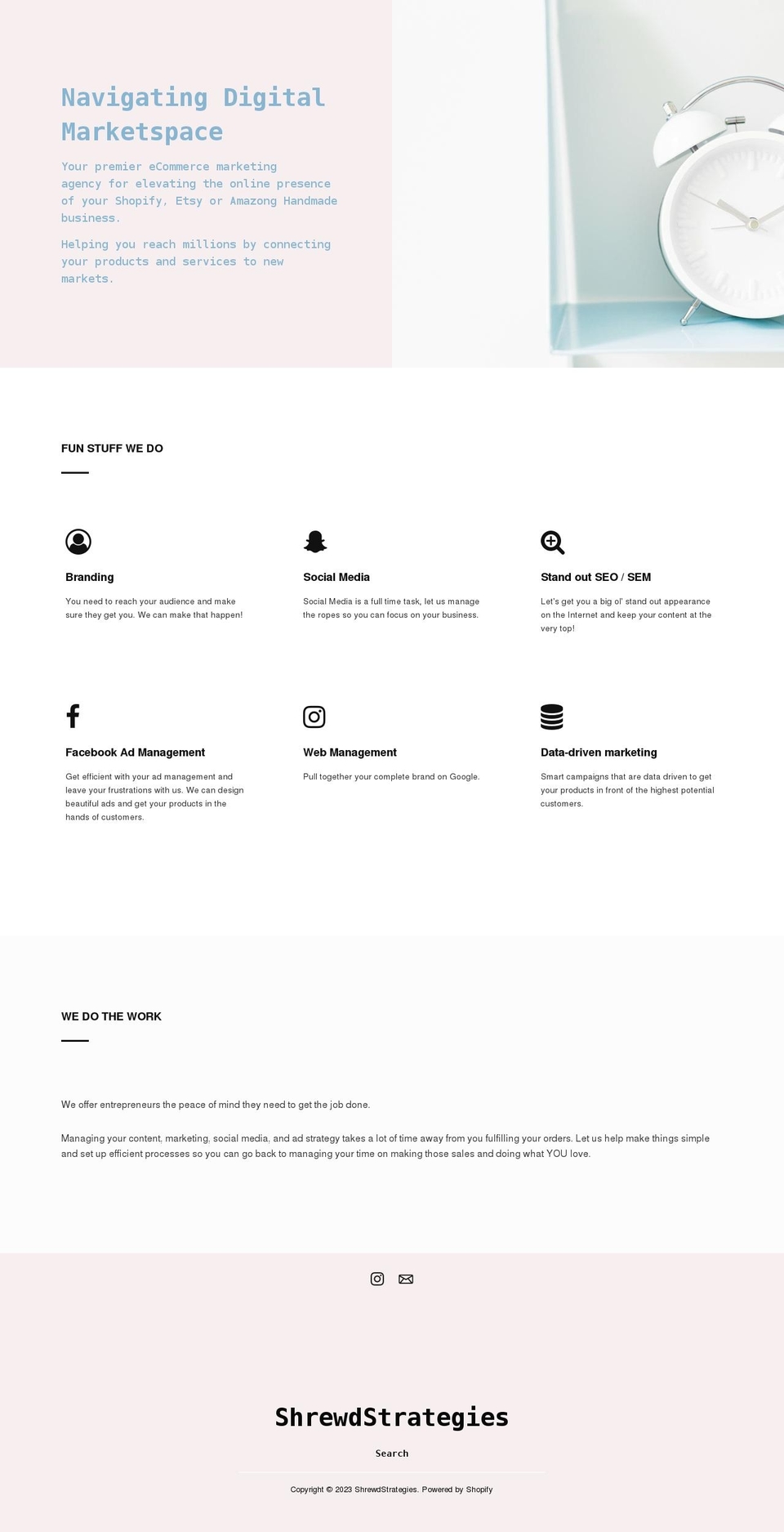 shrewdstrategies.com shopify website screenshot