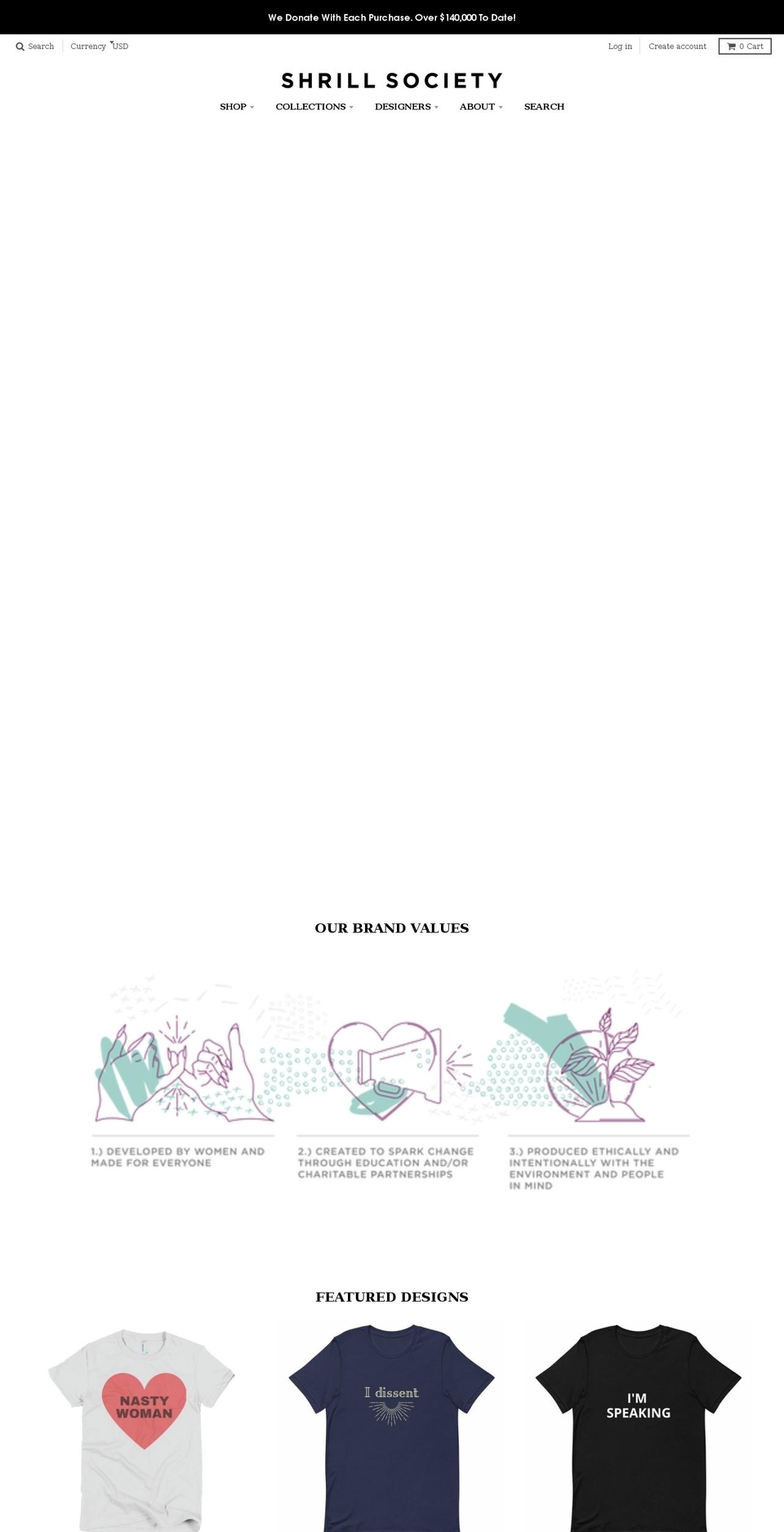 shrillsociety.com — Shopify storefront screenshot