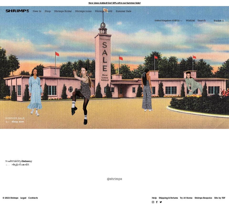 shrimps.com shopify website screenshot