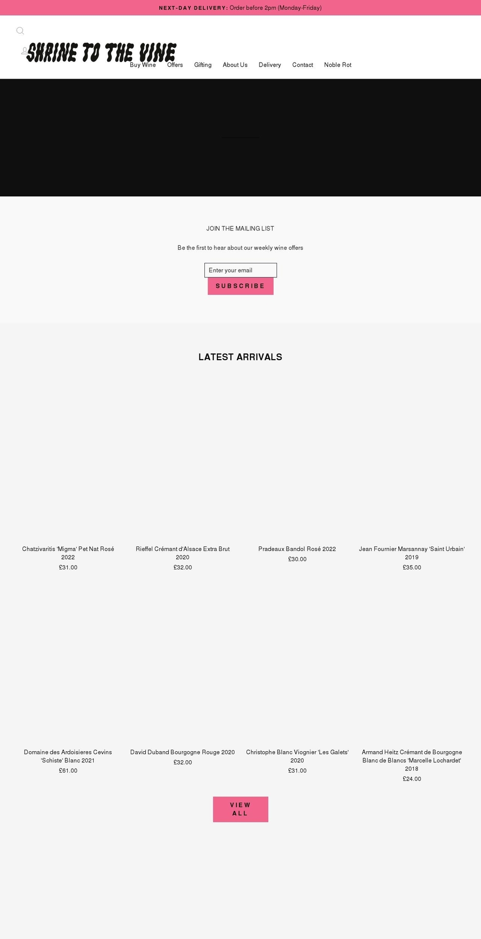 shrinetothevine.co.uk shopify website screenshot