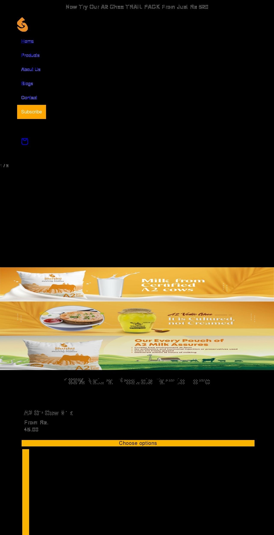 shrishtidairyfarm.com shopify website screenshot