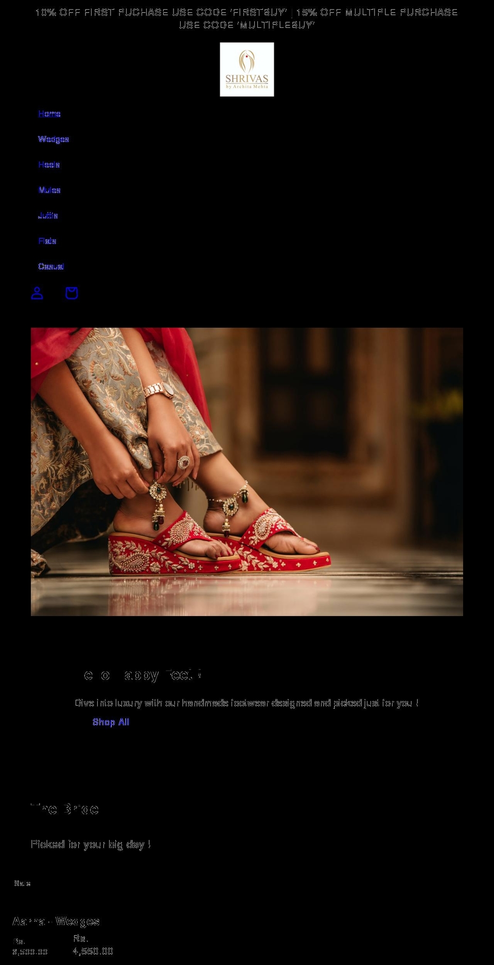 shrivasbyarchita.in shopify website screenshot