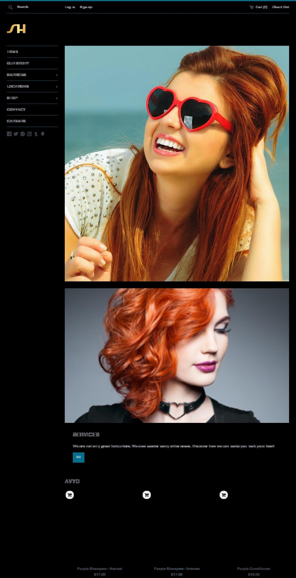 shsalons.com shopify website screenshot
