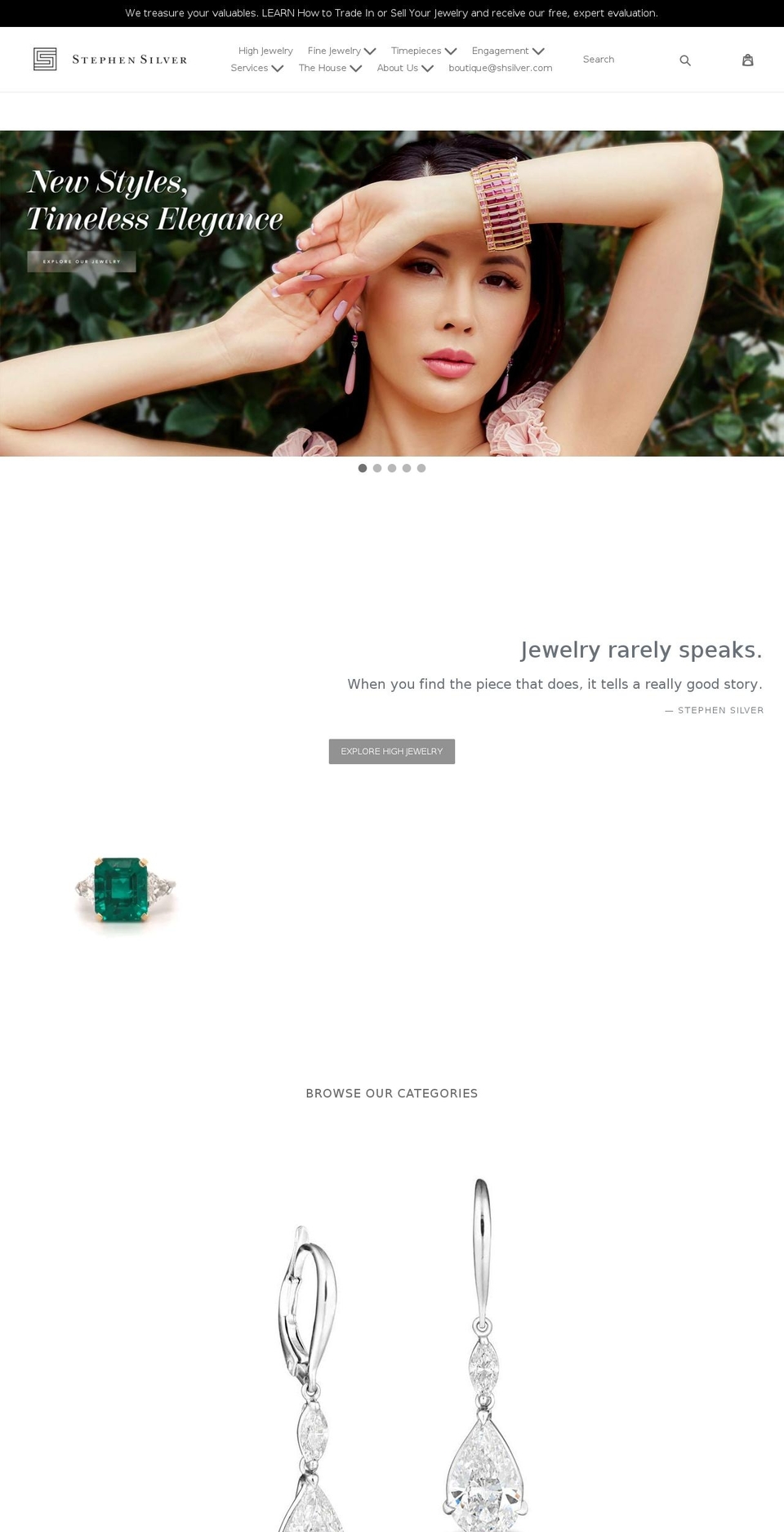 shsilver.com shopify website screenshot