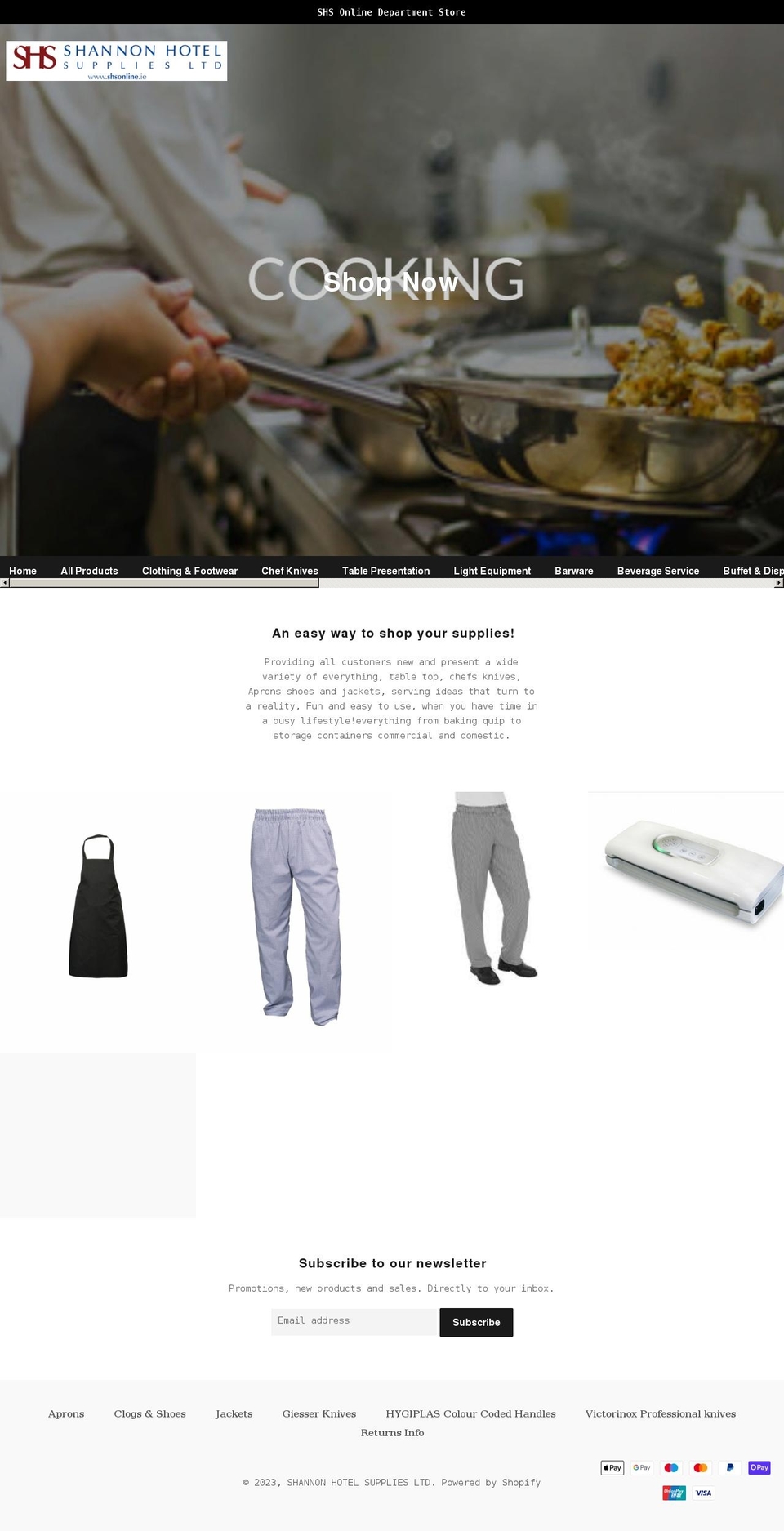 shsonlinechefs.com — Shopify storefront screenshot