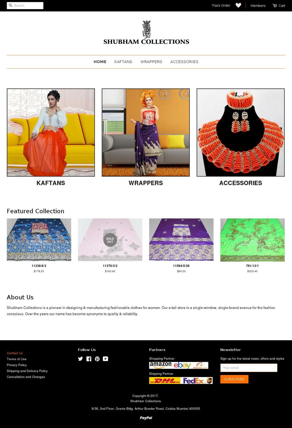 shubhamcollections.com shopify website screenshot