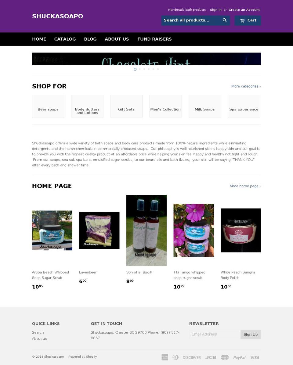 shuckasoapo.com shopify website screenshot