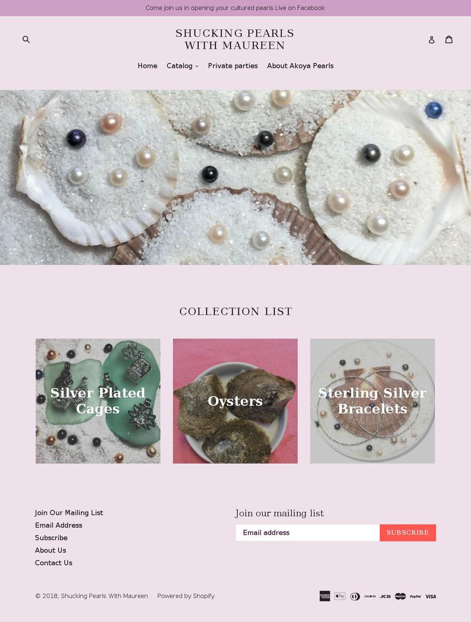 shuckingpearlswithmaureen.com — Shopify storefront screenshot