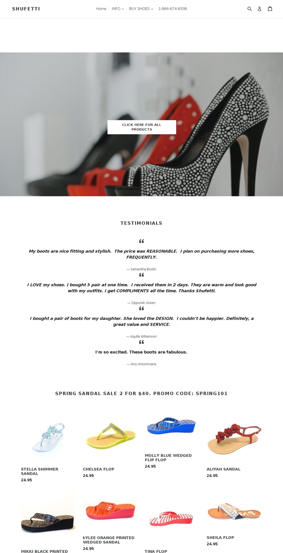 shufetti.com shopify website screenshot