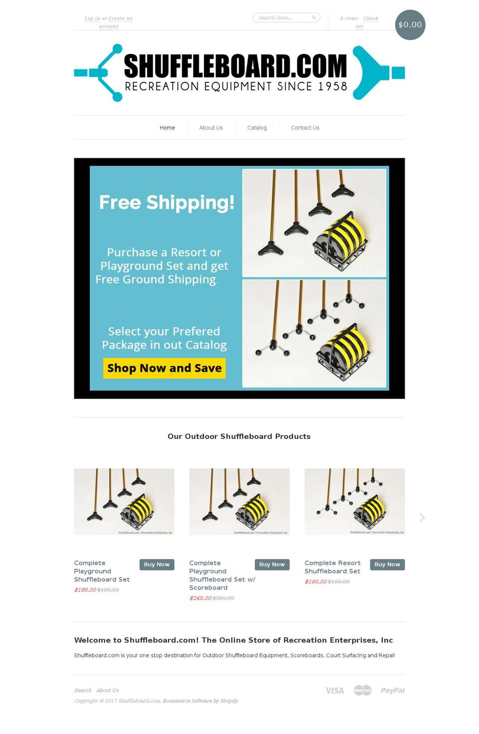 shuffleboard.com shopify website screenshot