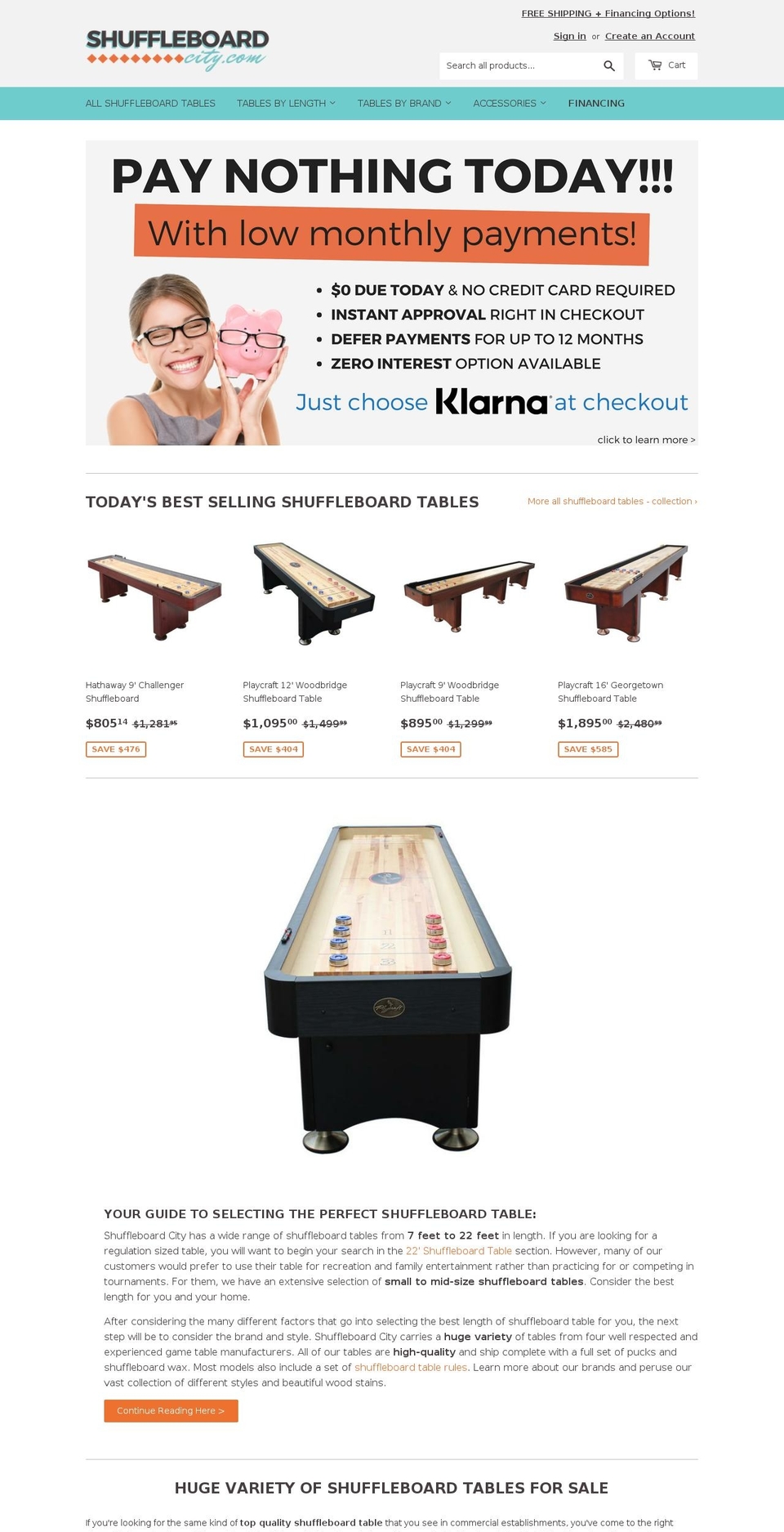 shuffleboardcity.com shopify website screenshot